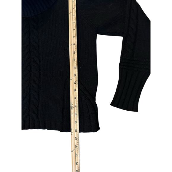VTG Icelandic Design Black Silk Angora Cable Knit Turtleneck Sweater – Size M - Picture 3 of 6